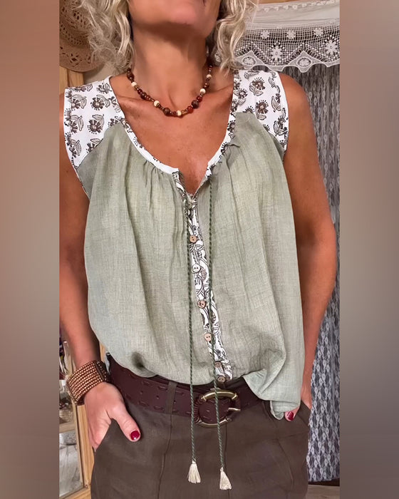 Tanktop Eenvoudig Mouwloos Katoen Linnen