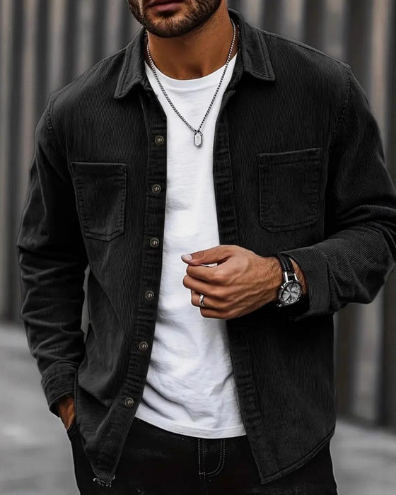 👔 Heren Casual Corduroy Overhemdjas – Klassieke Textuur Ontmoet Dagelijks Comfort