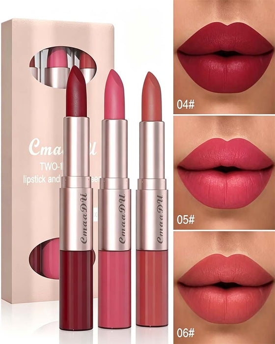 Set 2-In-1 Dubbelzijdige Lippenstift En Lipgloss