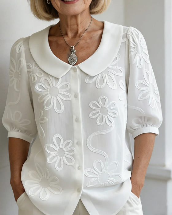 Blouse Bloemenprint Korte Mouw