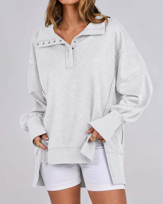 Sweatshirt Effen Kleur Lange Mouwen
