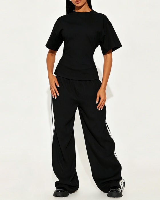T-Shirts Los Drop Schouder Achter Rits