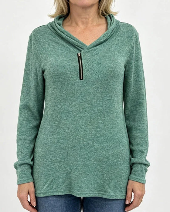 Top Effen Pullover Rits Nauwsluitend