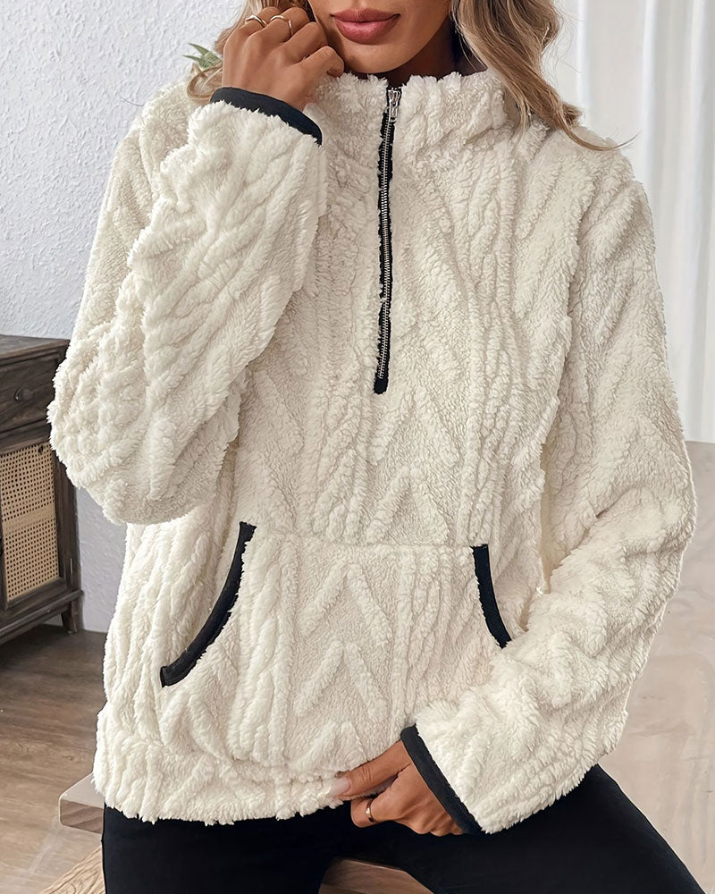 Sweatshirt Half-Rits Fleece Grote Zak