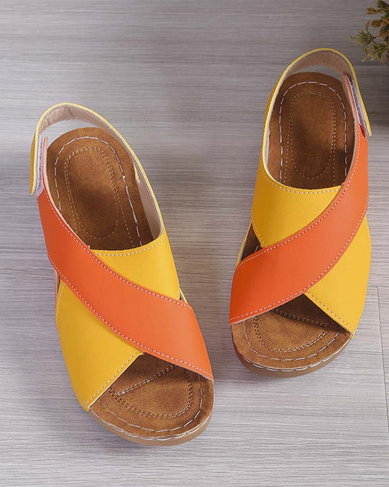 Sandal Kleurblok Sleehak Casual