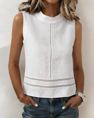 Tank Tops Mouwloos Uitsparing Effen