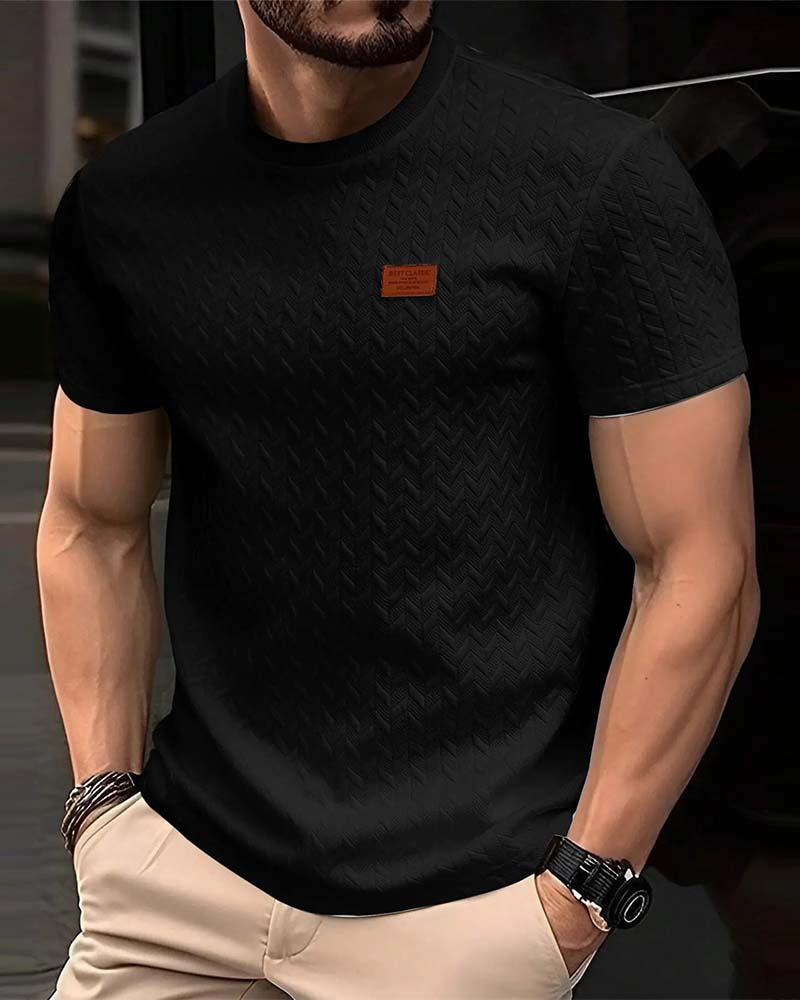 T-Shirt Heren Jacquard Korte Mouw