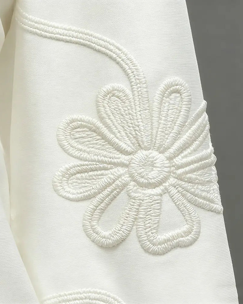 Shirt Bloem Uitlopende Mouw Mandarin Kraag