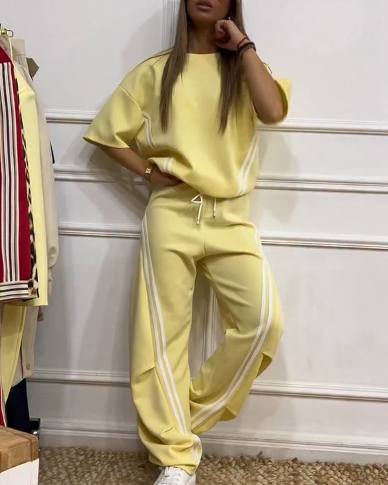 Tweedelig Set Athletic Strepenafwerking Casual