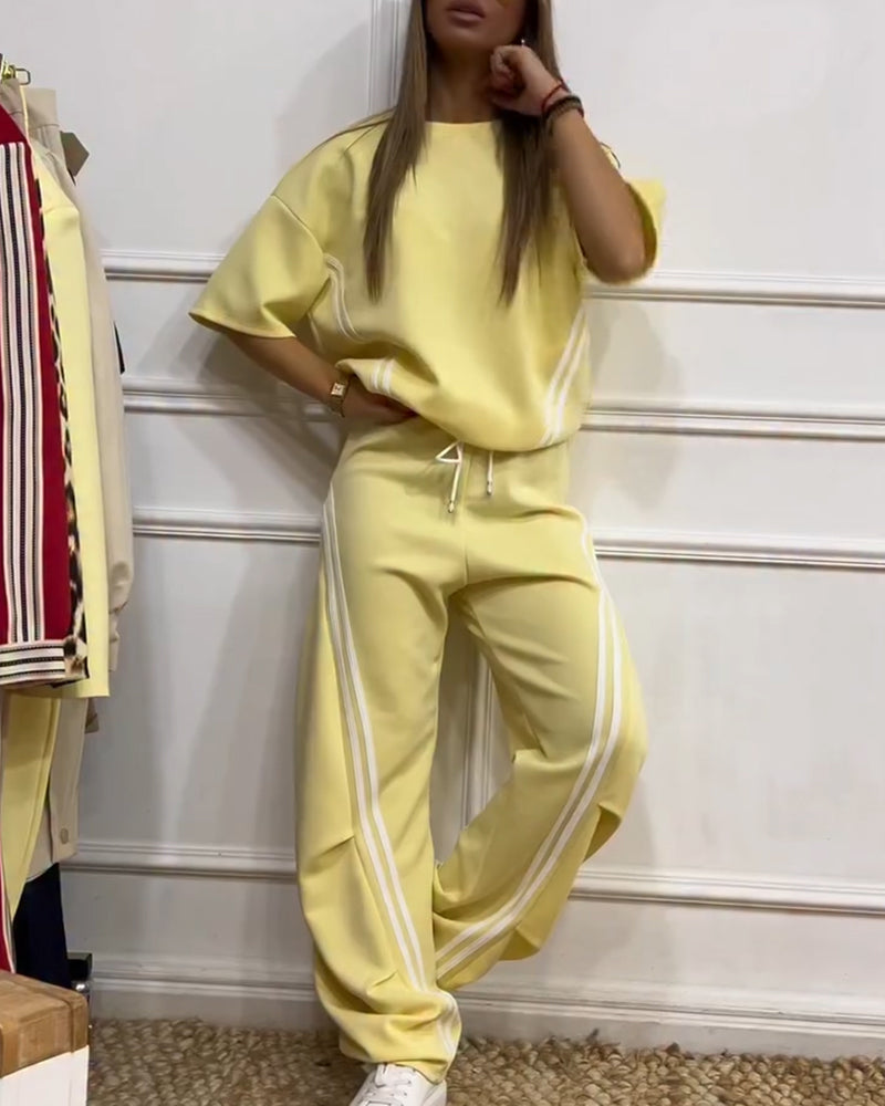 Tweedelig Set Athletic Strepenafwerking Casual