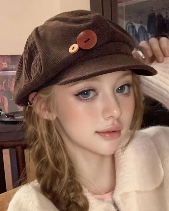 Unisex Vintage Achthoekige Baret