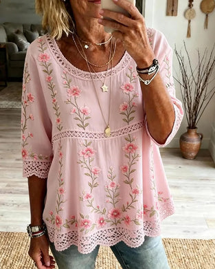 Blouse Bloemig Kant Babydoll