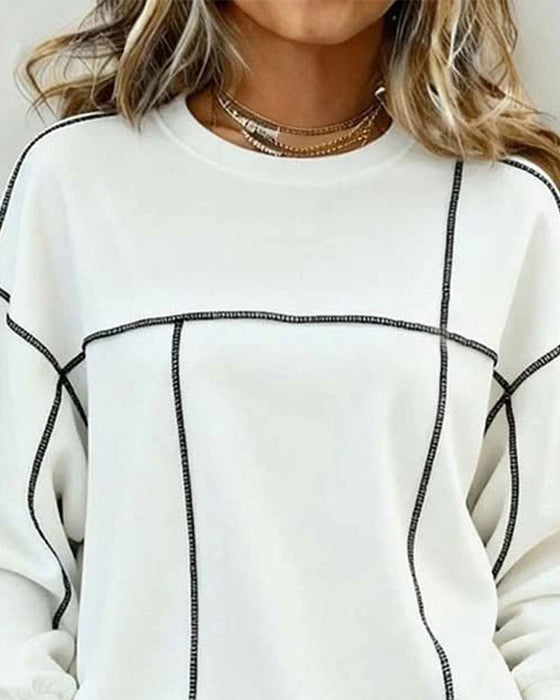 Sweatshirt Ronde Hals Oversized Kleurblok