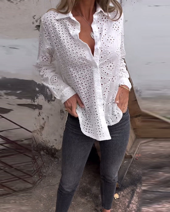 Shirt Lange Mouwen Revers Uitsnede