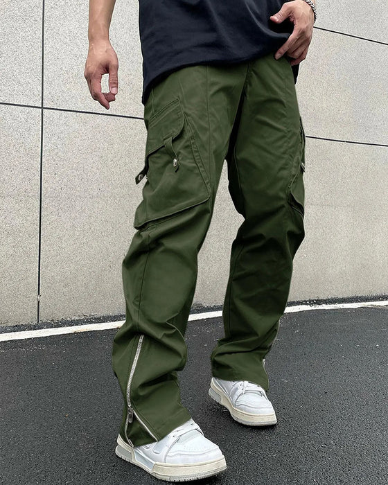 Broek Effen Kleur Rits Zak Casual Heren
