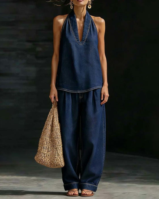 Set Mode Halterhals Denim