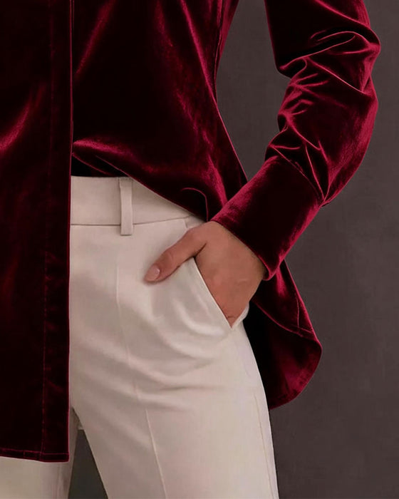 Blouse Fluweel Gerimpeld Poefmouw