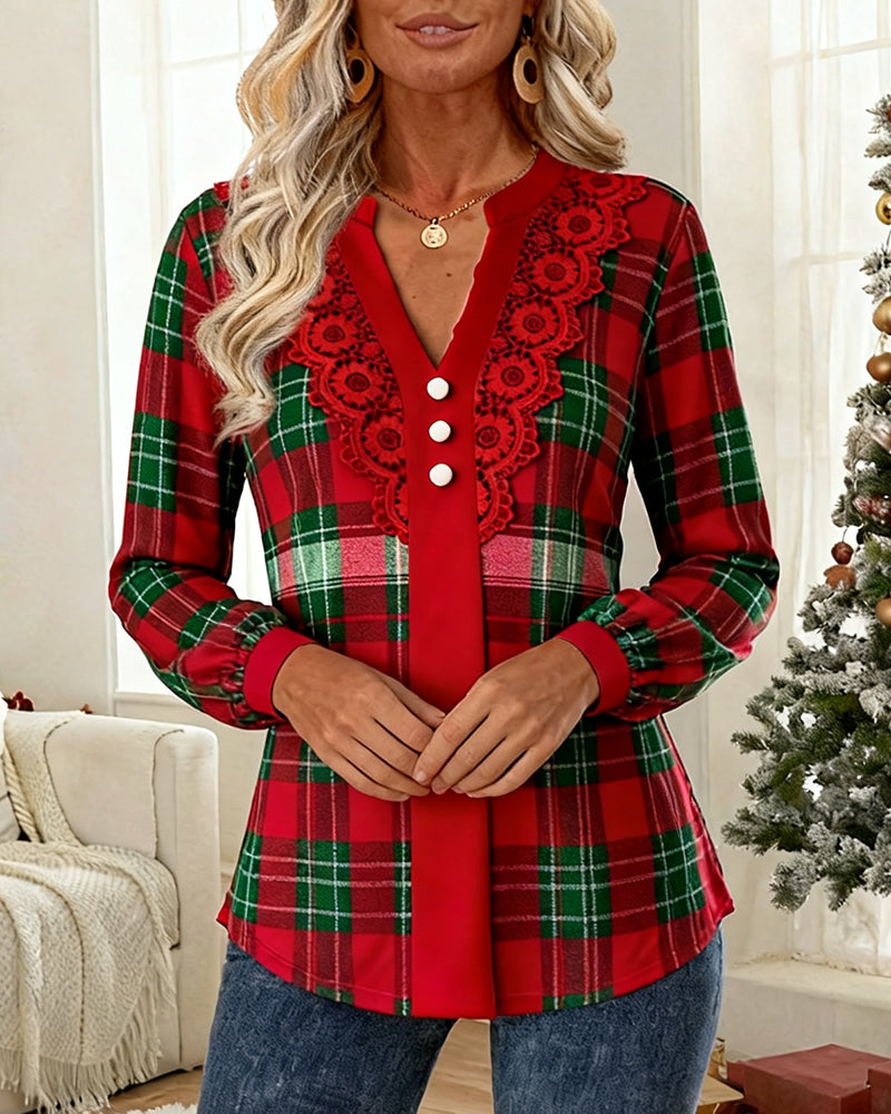 Top Met V-Hals En Lantaarnmouwen