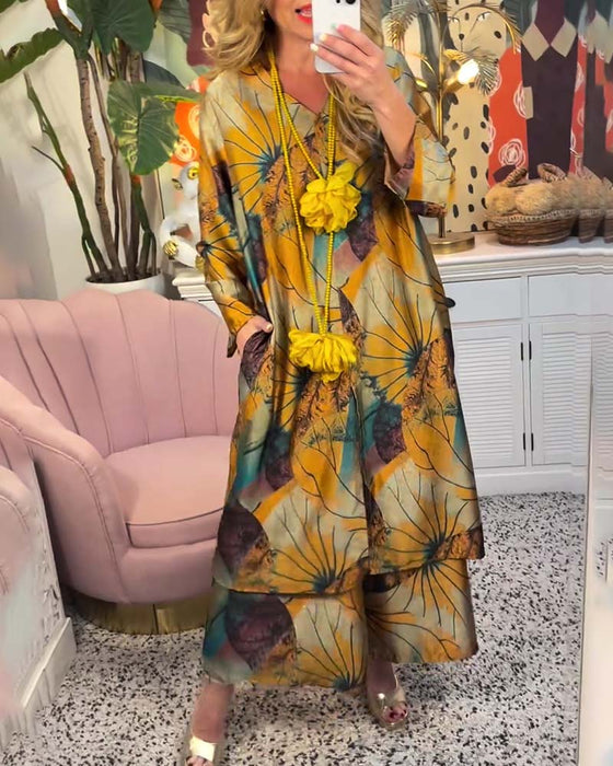 Retro los bedrukte casual set