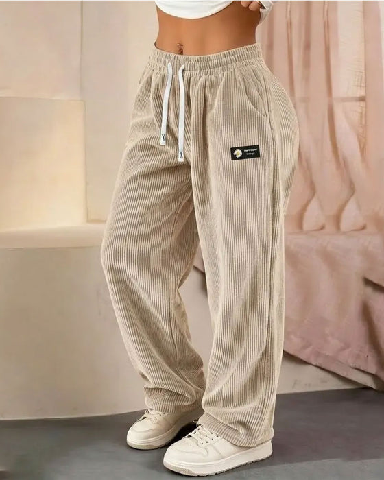 Broek Verticaal Corduroy Trekkoord Wijde Pijp Casual