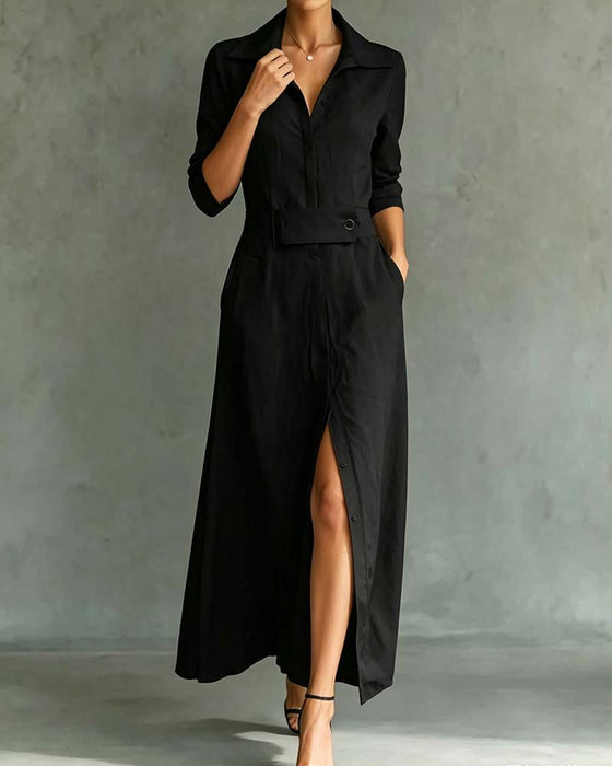 Jurk Revers Effen Kleur