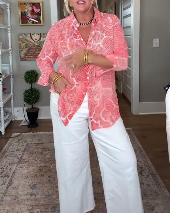 Blouse Met Knopjes En Getextureerd Kenmerken