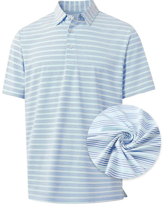 T-Shirt Kraag Blauw En Wit Fijne Streep