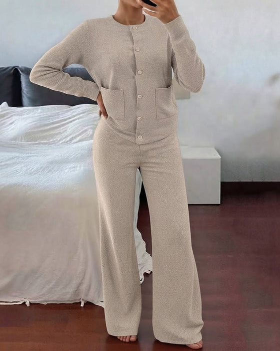 Set Casual Effen Kleur Tweedelig