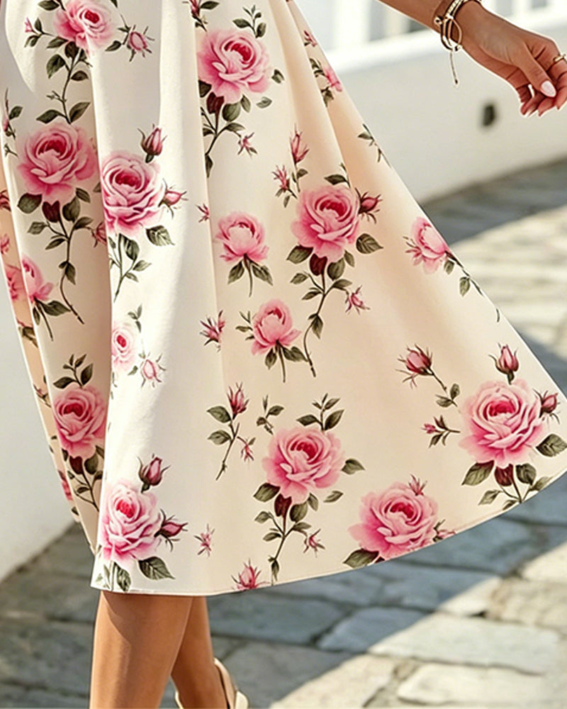 Jurk Bloemen V-Hals Mouwloos Taille A-Lijn