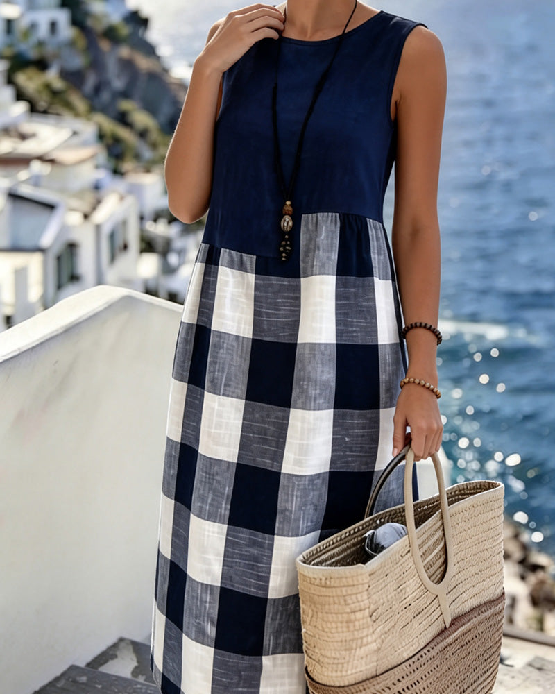 Tankjurk Ruitpatroon Patchwork Mouwloos