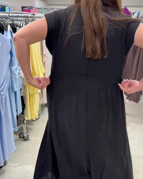 Jurk Gerimpeld Flutter Mouw Taille