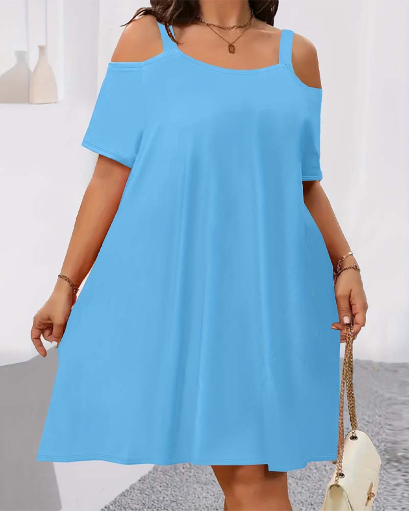 Jurk Effen Kleur Off-Shoulder A-Lijn