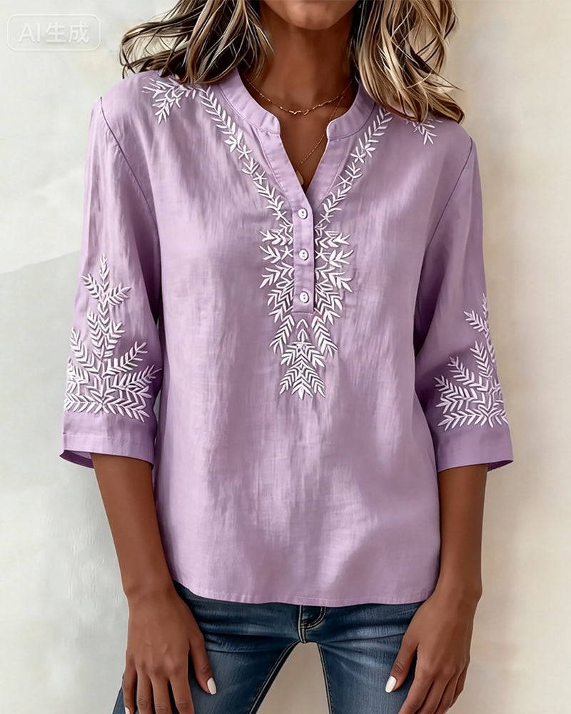 Shirt Artistiek Linnen Print