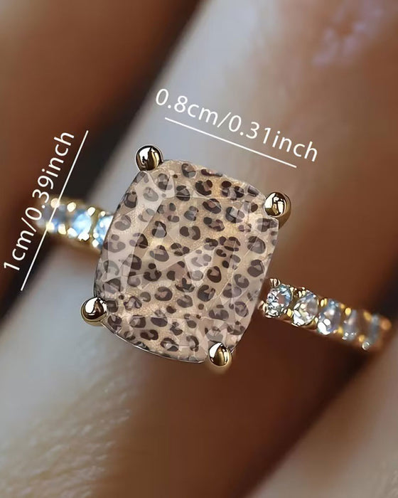 Ring Luipaardprint Vierkant Statement