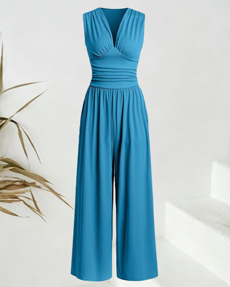 Jumpsuit Effen Geribbeld Mouwloos