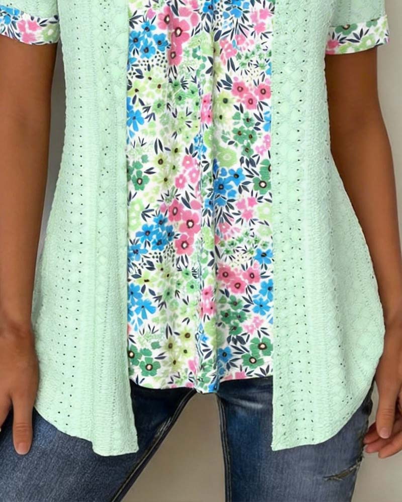 Blouse Nep Tweedelig Print Hol