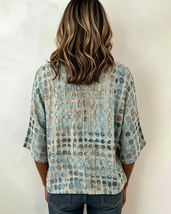 Blouses Ronde Hals Korte Mouw Polka Dot