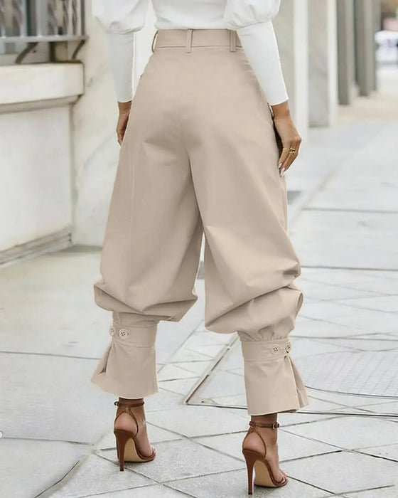 Broek Design Manchet Geplooid Casual