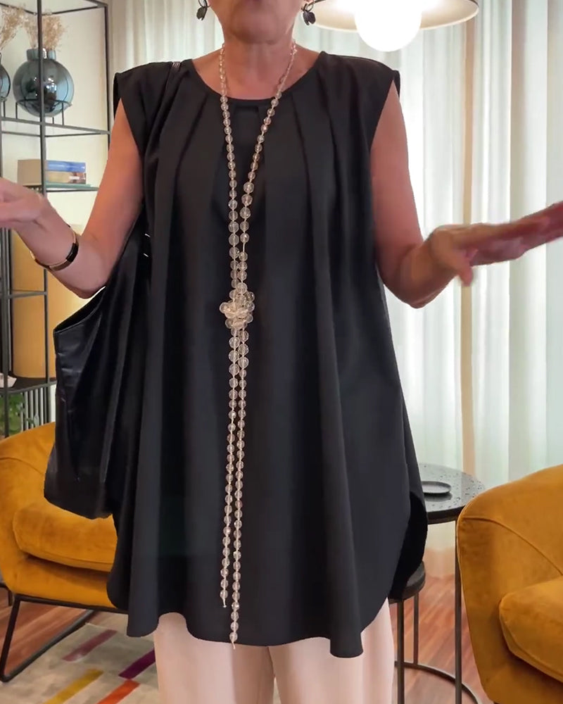 Tanktop Geplooid Mouwloos Wijd