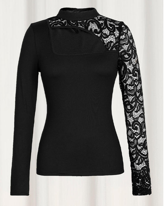 Top Lapwerk Kant Lange-Mouw
