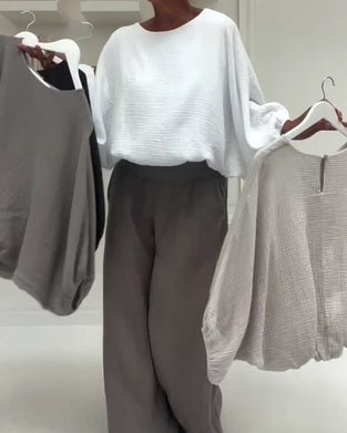 Blouse Elegant Geplooid Vleermuis-Mouw