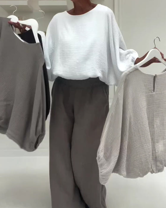 Blouse Elegant Geplooid Vleermuis-Mouw