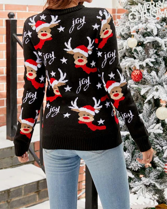 Trui casual ronde hals rendierpatroon