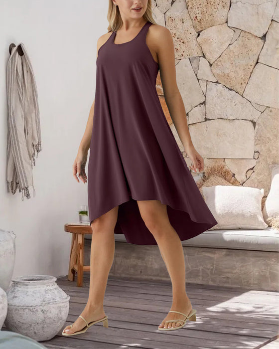 Jurk Ingebouwde Bh Onregelmatig Mouwloos Vest