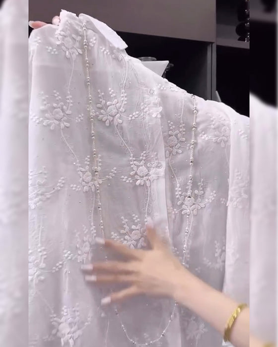 Shirt Effen Geborduurd Vallende Schouder