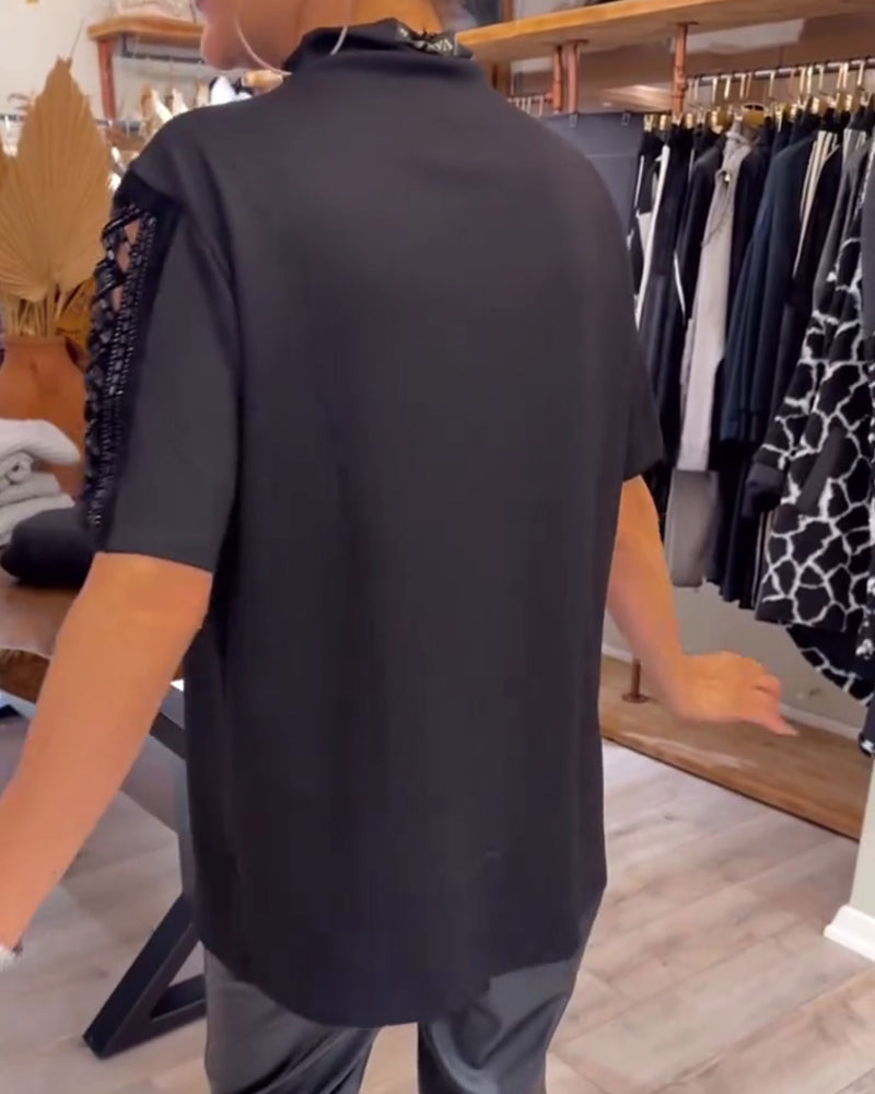 Top Modieus Kortmouwig Uitgesneden Kraag