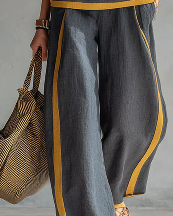 Tweedelig Set Mouwloos Casual Color-Block