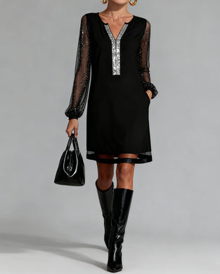 Jurk Elegant V-Hals Strassstenen