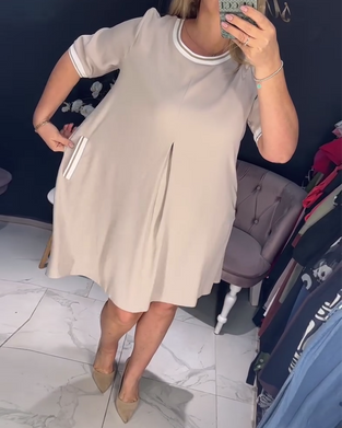 Jurk casual elegant ronde hals zak