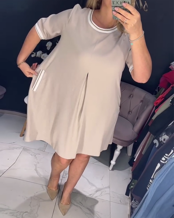Jurk casual elegant ronde hals zak
